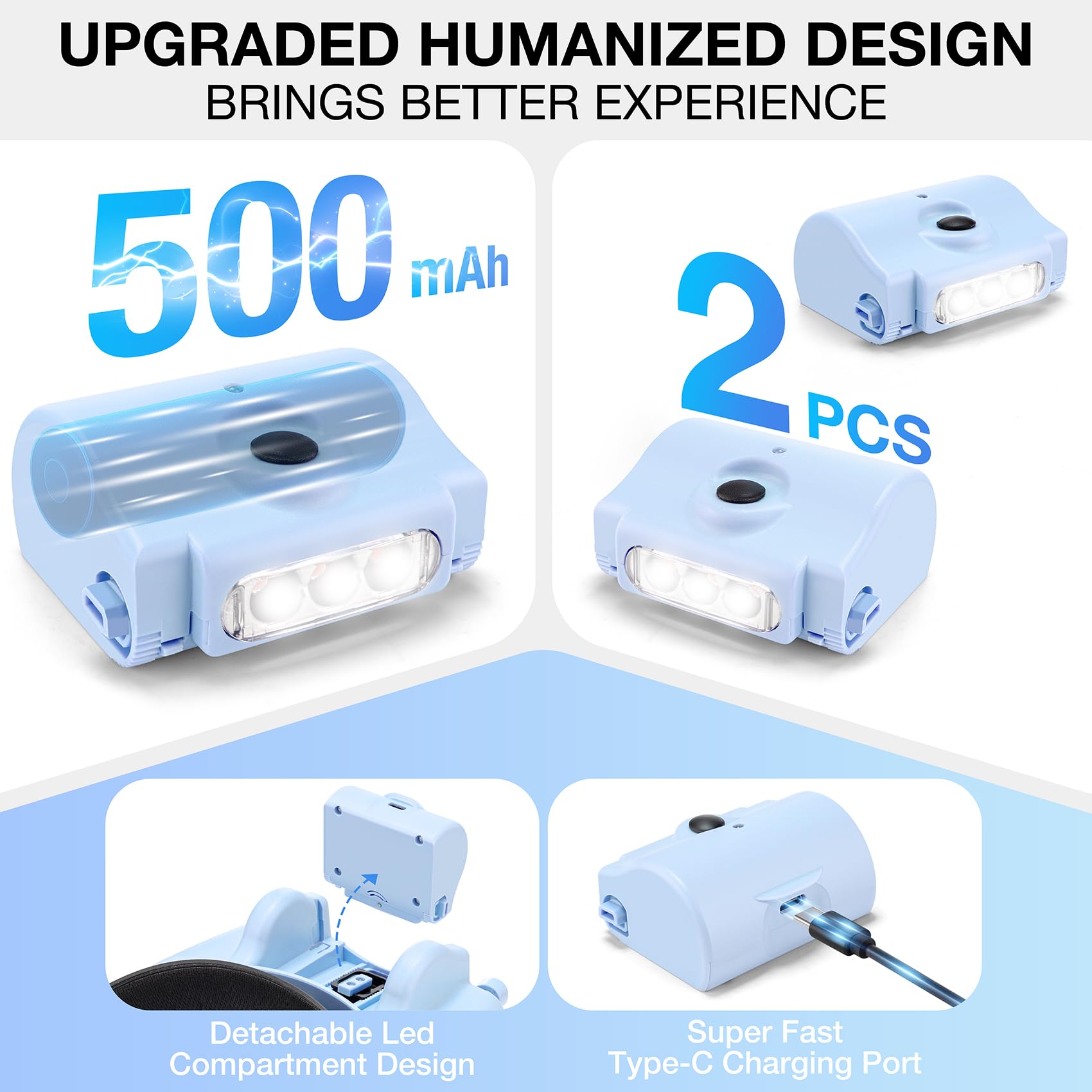 Dilzekui Lupa con luz, lupas para trabajos cercanos 1X-14X, auriculares con lupa con 2 luces desmontables, carga USB C mejorada integrada de 500 mAh, apto para manualidades, pasatiempos, punto de cruz