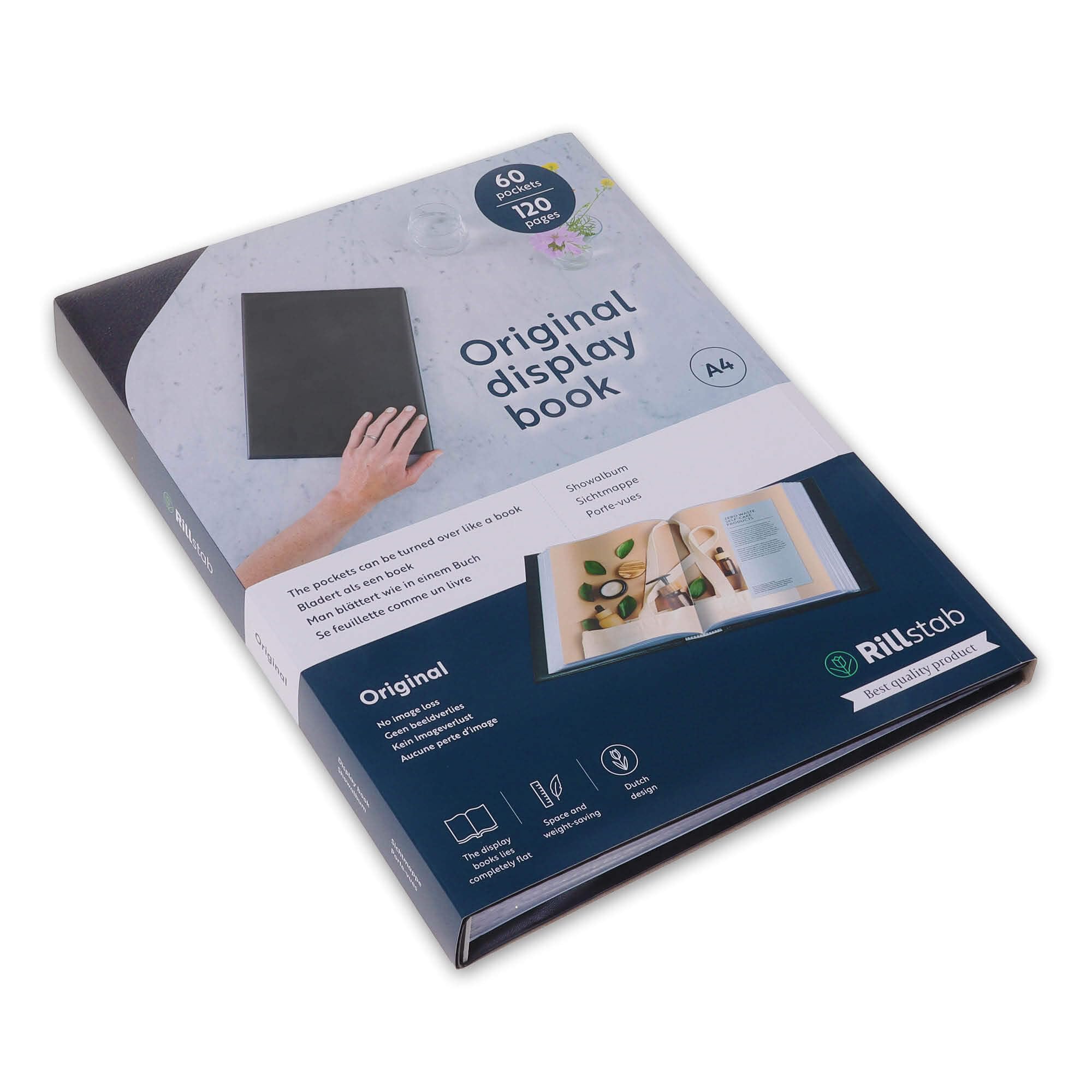 Rillstab A4 Presentation Display Book | 60 Pocket Portfolio Folder | Clear Polypropylene Sleeves | Lay-Flat Ring Binder Style | Slim Everyday Document Organiser | Black | 99464