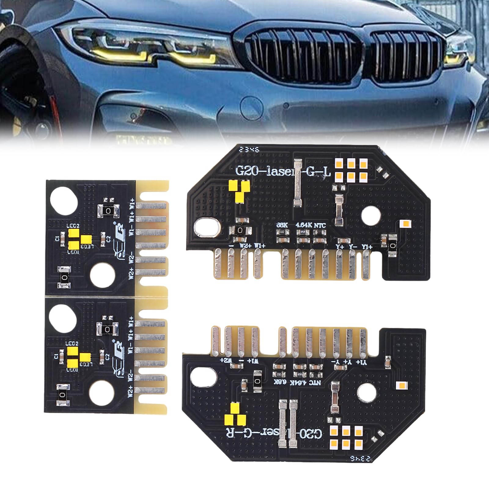 4Pcs Lemon Yellow DRL Angel Eyes LED Boards Set Compatible for G20 G21 320I 330i M340i 2019-2022, LED Daytime Running Lights,Yellow Angel Eye DRL Boards Replaces 1420000423 63118496133 8496133