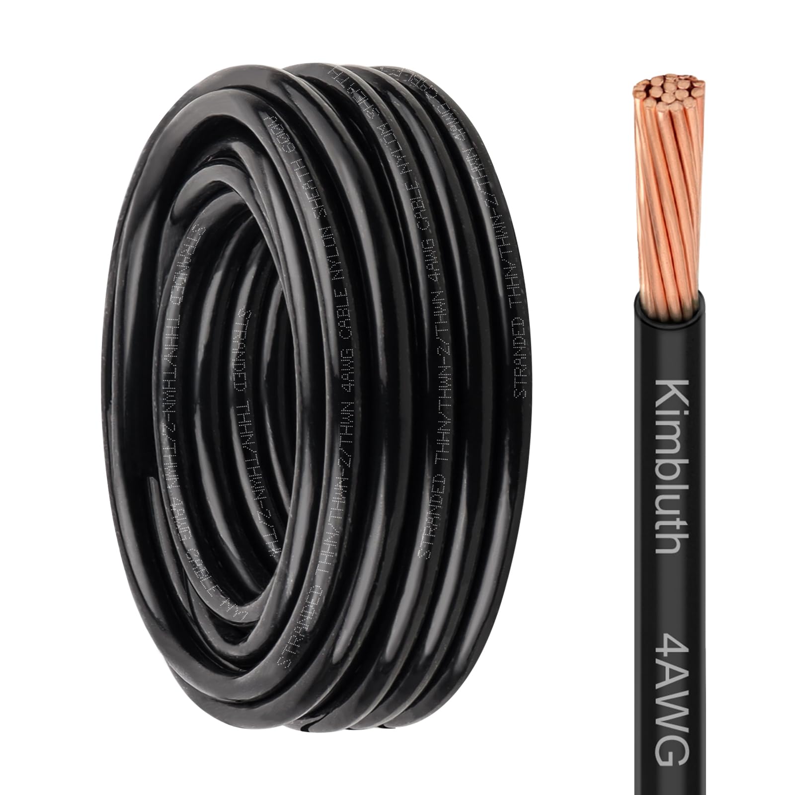 THHN Wire 4 Gauge 25 FT Stranded Copper Wire, 4 AWG Copper Wire Rated up to 600V Building Wire Nylon Jacket for Residential, CNC, Ground, Industrial (