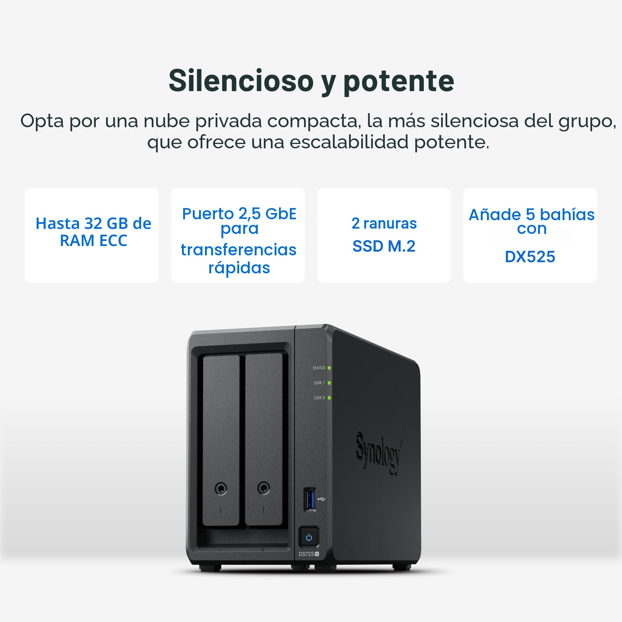 Synology DiskStation DS1525+ Servidor de Almacenamiento Ryzen Embedded V1500B 8 GB DDR4 0 TB - Negro