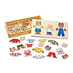 Melissa & Doug Wooden Bear Family Dress-Up Puzzle, 45 Pieces Mix and Match Outfits, Sorting & Matching Toy with Storage Case, Educational Puzzle for Toddlers Ages 3+