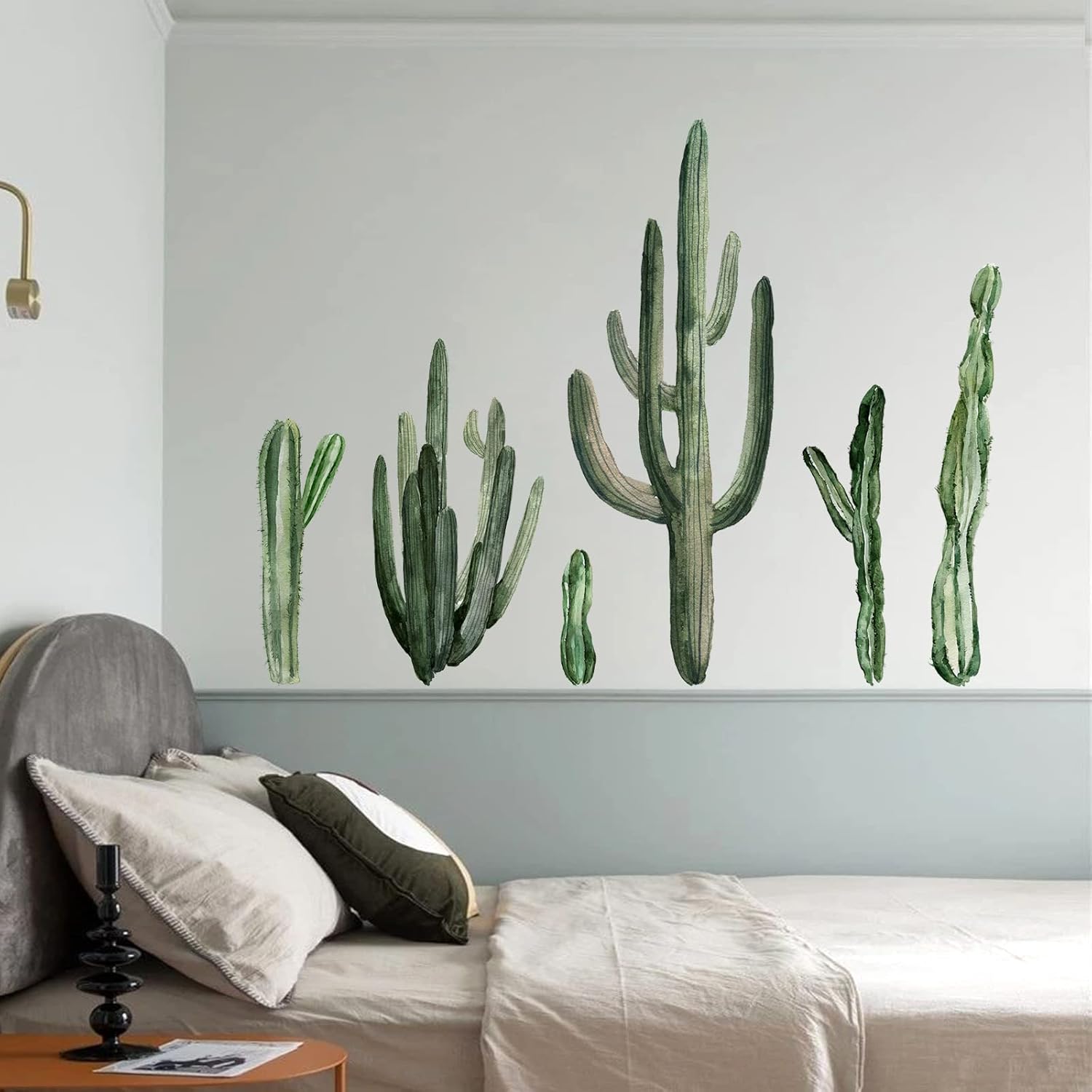 Huge Giant Column Cactus Wall Decals Living Room Saguaro Cactus Tropical Plant Wall Stickers Removable Peel and Stick Wall Art Decor Stickers for Bedroom Classroom Library Bathroom Office