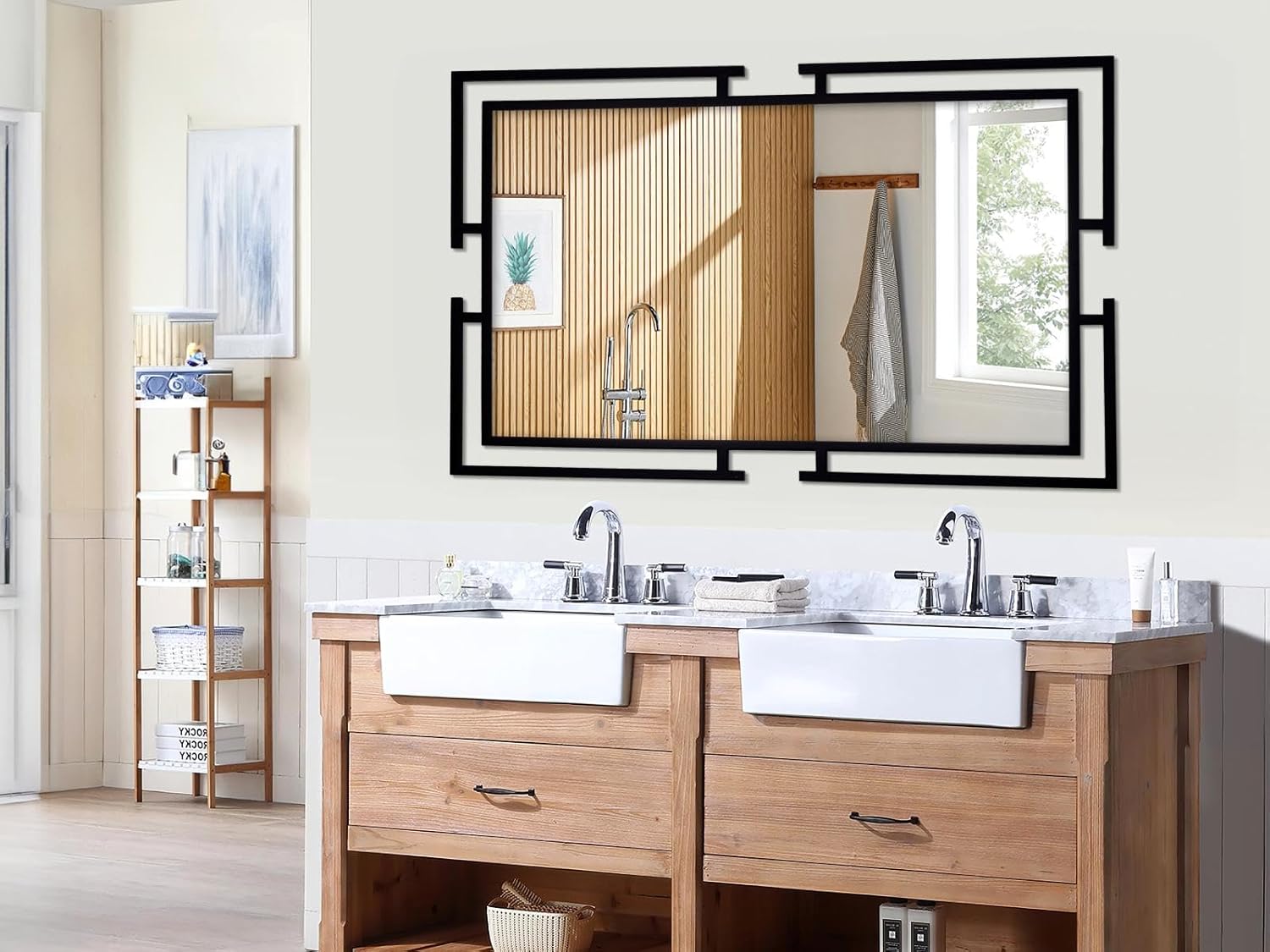 60"x30" Large Black Bathroom Mirror, Full Length Mirror Wall Decor with Metal Frame for Living Room, Entryway, Bedroom, Horizontal/Vertical