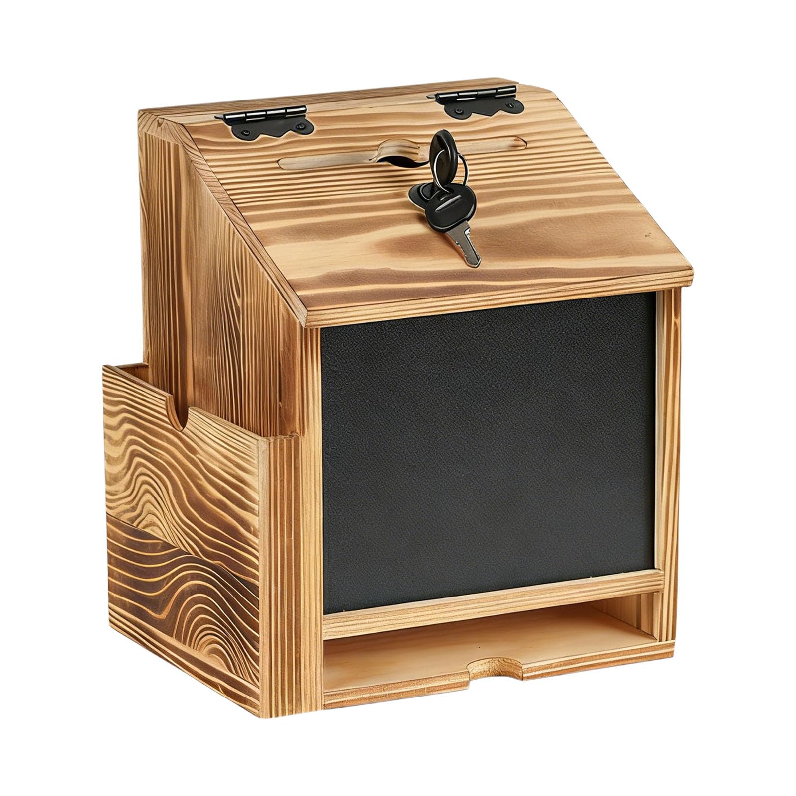 BOYANDM Wood Suggestion Box Wall Mounted Ballot with and Slot Ideal for Collecting Feedbacks Card or Voting Ballots Wood Donation with