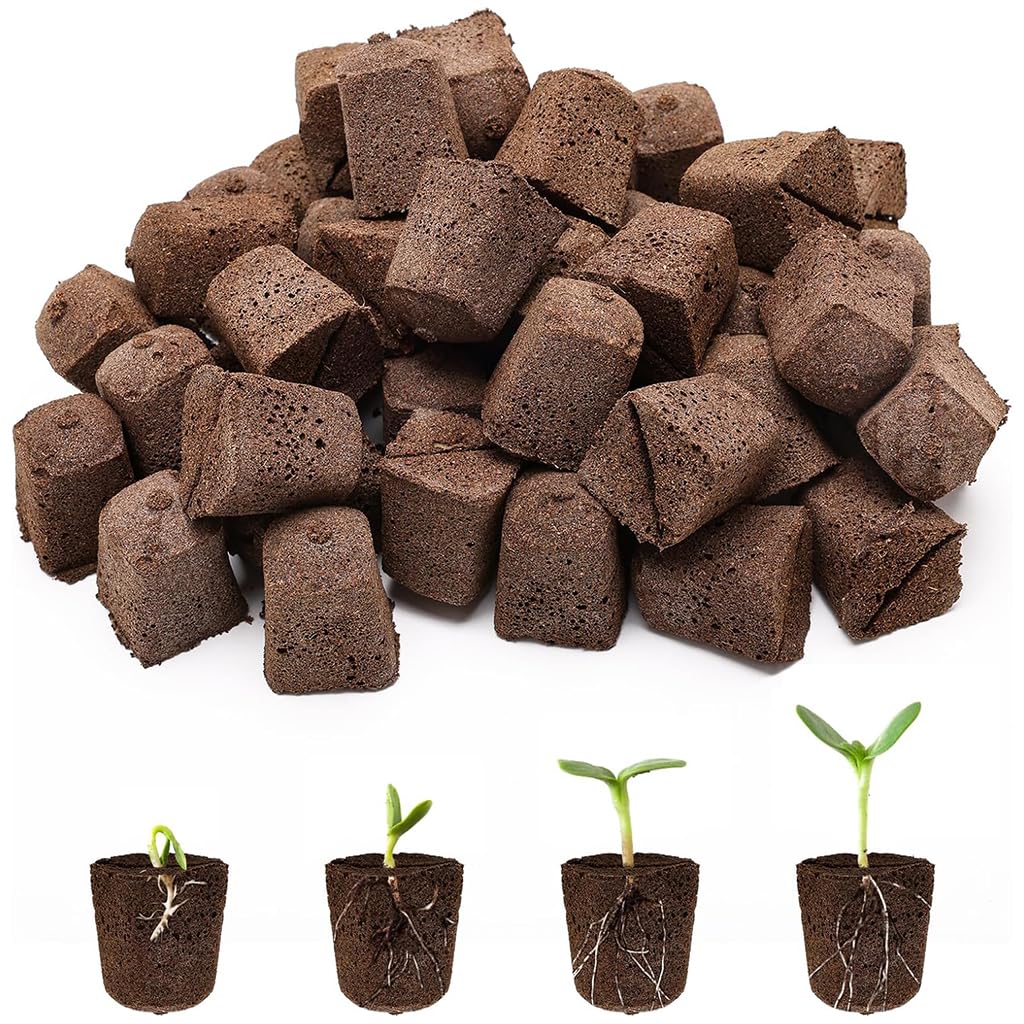 HASTHIP® 50Pcs Seedling Sponge Blocks, 1.2''' Soilless Cultivation Substrate for Seed Starting, Water-Retaining & Breathable Seed Starter Plugs for Succulents, Vegetables & Hydroponic Gardening
