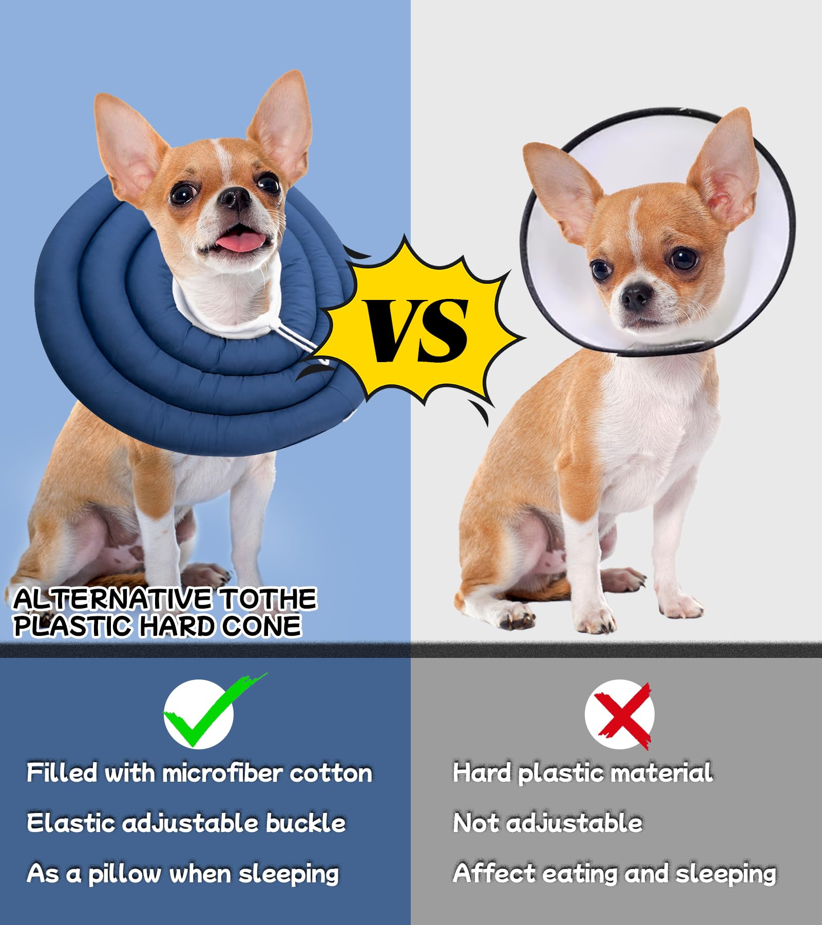 Conos suaves para perro, collar de dona de recuperación después de la cirugía, alternativa al cono de la vergüenza, collar electrónico isabelino antimordeduras, curación de heridas ajustable