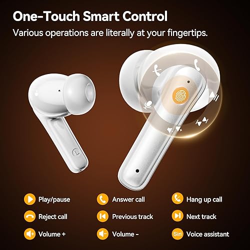 Miniatura 4 de Auriculares inalámbricos HUIFU, auriculares Bluetooth 5.3 con sonido estéreo claro, 40H de reproducción con pantalla digital LED, auriculares