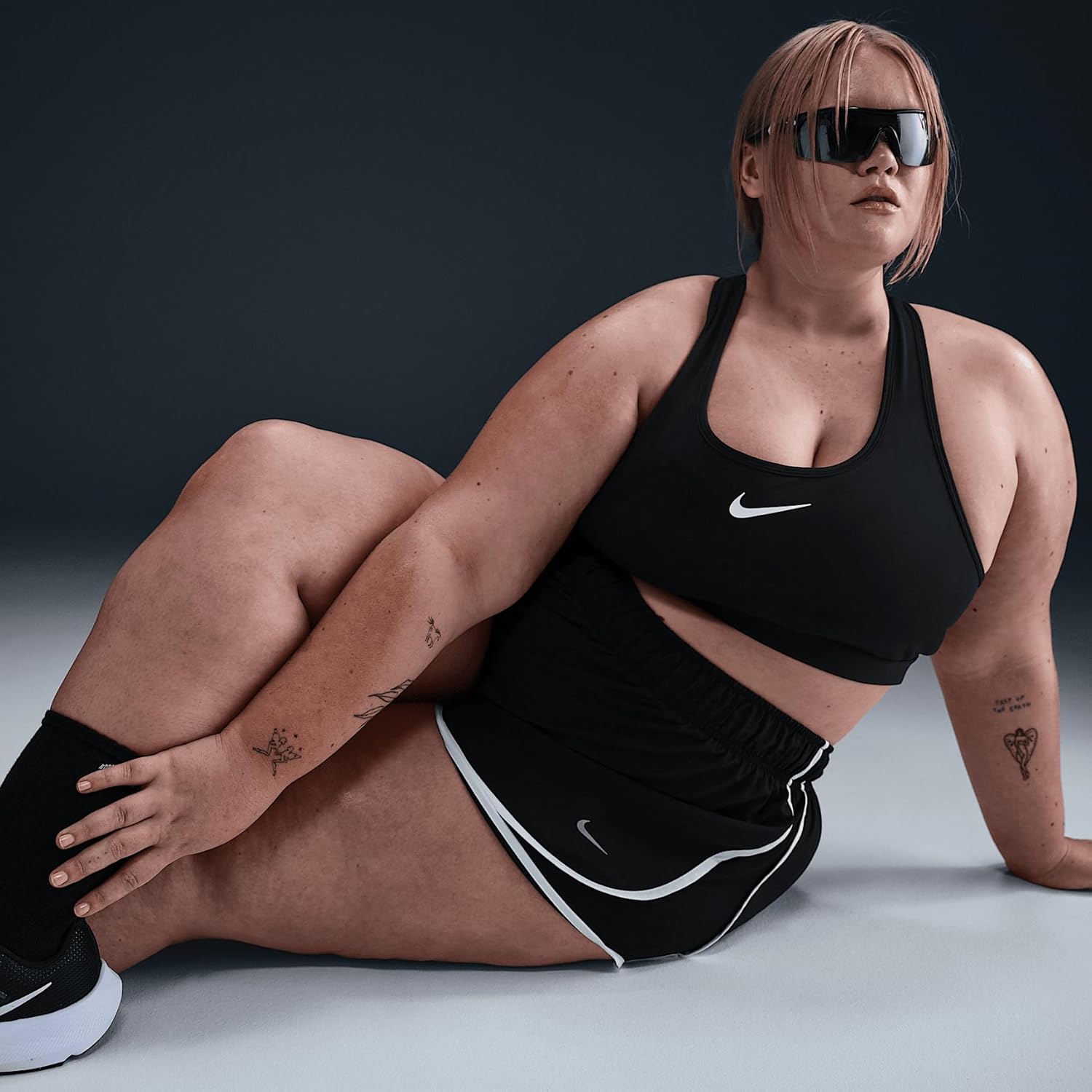 Nike Tempo Women's Dri-FIT Mid-Rise 3" Brief-Lined Running Shorts (Plus Size) (Black/Black/White)