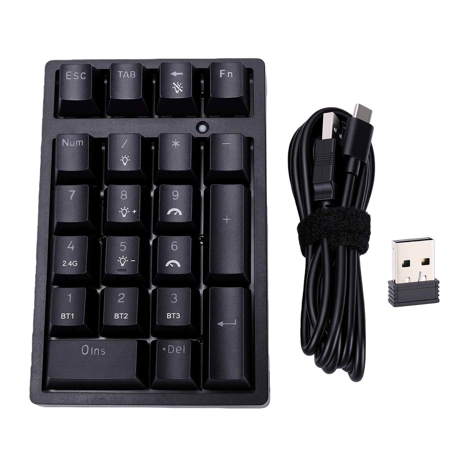 Fabater Tastierino Numerico Meccanico, Numpad BT 2.4G Cablato, 21 Tasti con Retroilluminazione RGB, Asse Silenzioso per Laptop, PC