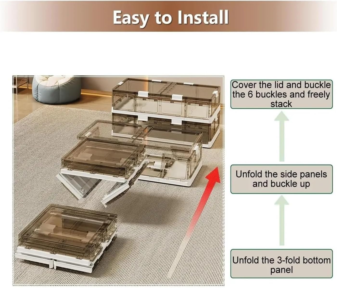 PETRELS Under bed storage bins Under Bed Storage - 2 Packs Plastic Under the Bed Storage Containers with Wheels Stackable Under Bed Rolling Storage with Lids