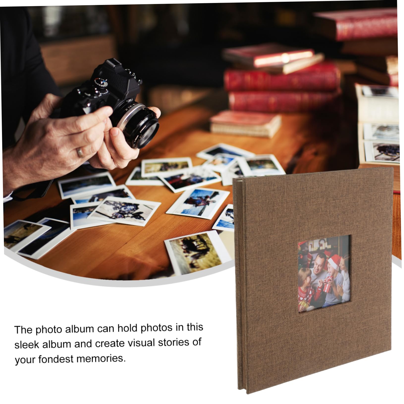 Album Fotografico Autoadesivo in Lino, 20 Fogli, Coffee | Uso Matrimonio e Compleanno, Riutilizzabile e Facile da Usare, Carta e Telaio Resistenti alla Deformazione