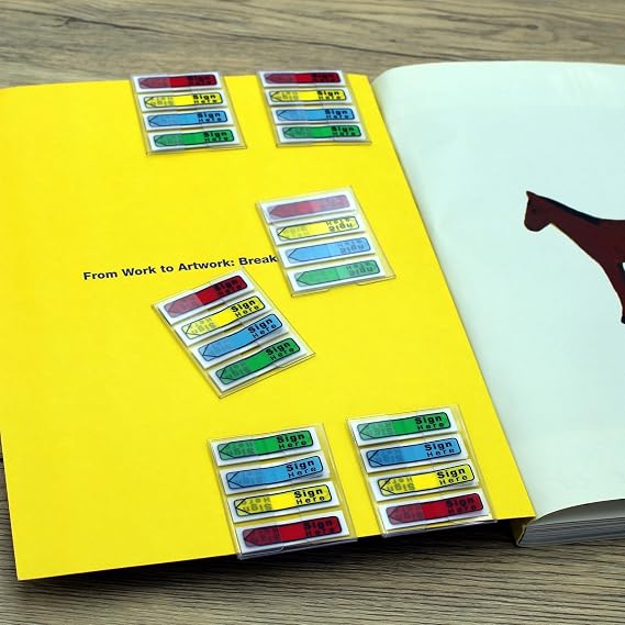 Sign Here Message Arrow Flags Assorted Colors, 640 Pages Total, 0.47 x 1.77 Inch Sticky Tabs, Easy to Post, 8 On-The-Go Dispensers/Combo Pack
