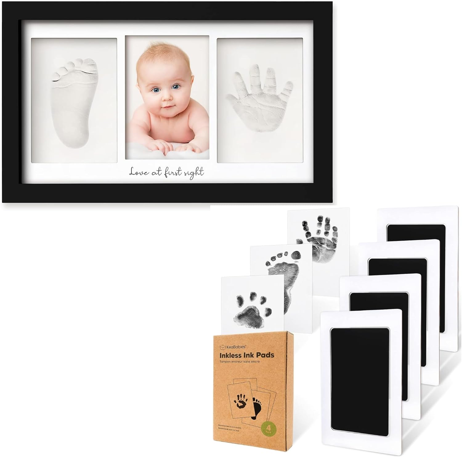 KeaBabies Baby Hand and Footprint Kit & Inkless Hand and Footprint Kit - Baby Footprint Kit - 4-Pack Ink Pad for Baby Hand and Footprints - Newborn Frame - Dog Paw Print Kit - Baby Handprint Kit
