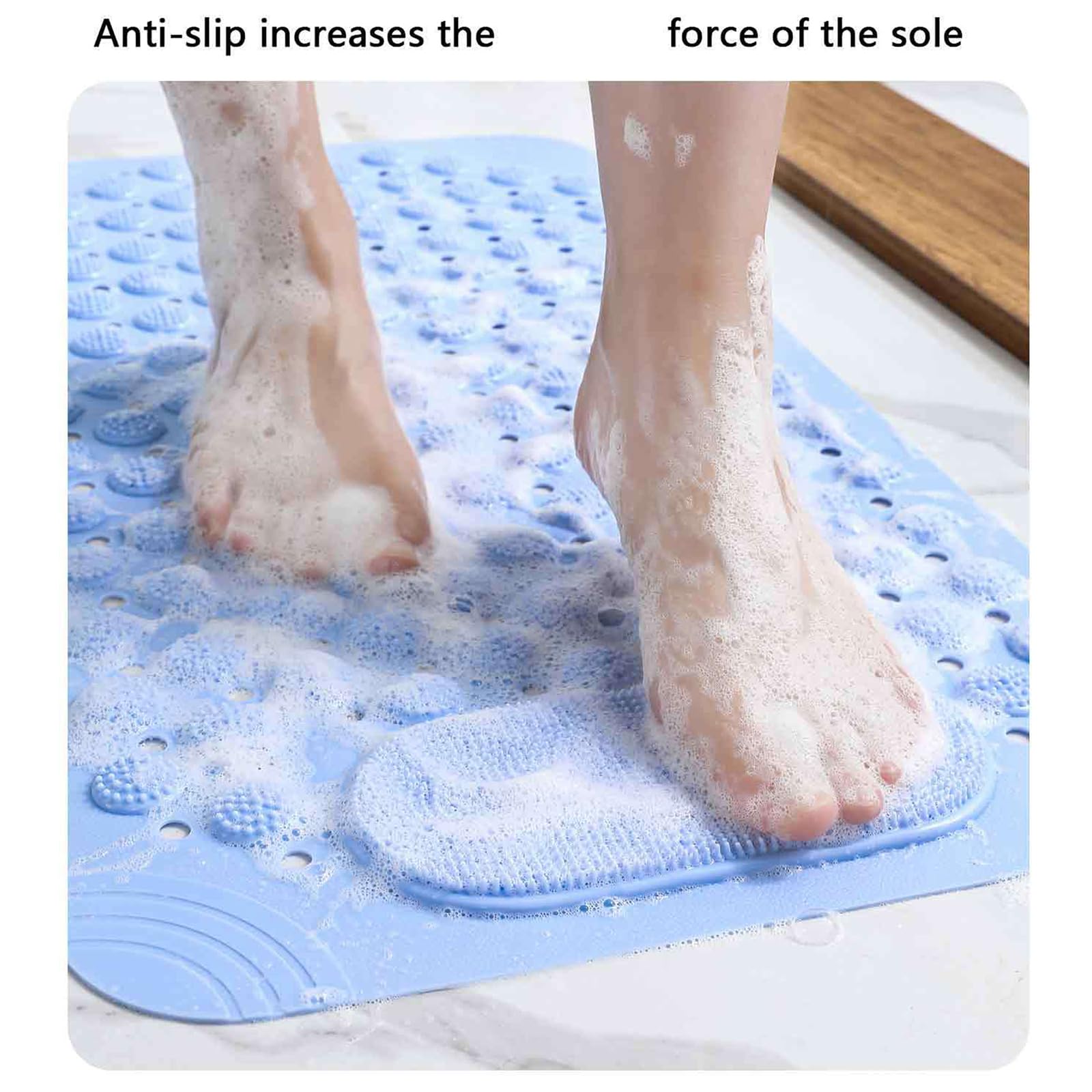 Tapis de bain en PVC antidérapant avec trous de drainage et base antidérapante pour zone humide