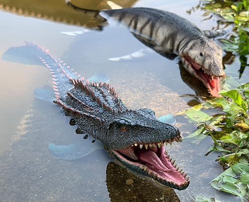 Miniatura 4 de Gemini&Genius Juguetes de dinosaurio Mosasaurus y Kronosaurus de animales marinos con mandíbula móvil, juguetes de tiburón, perfectos para regalos