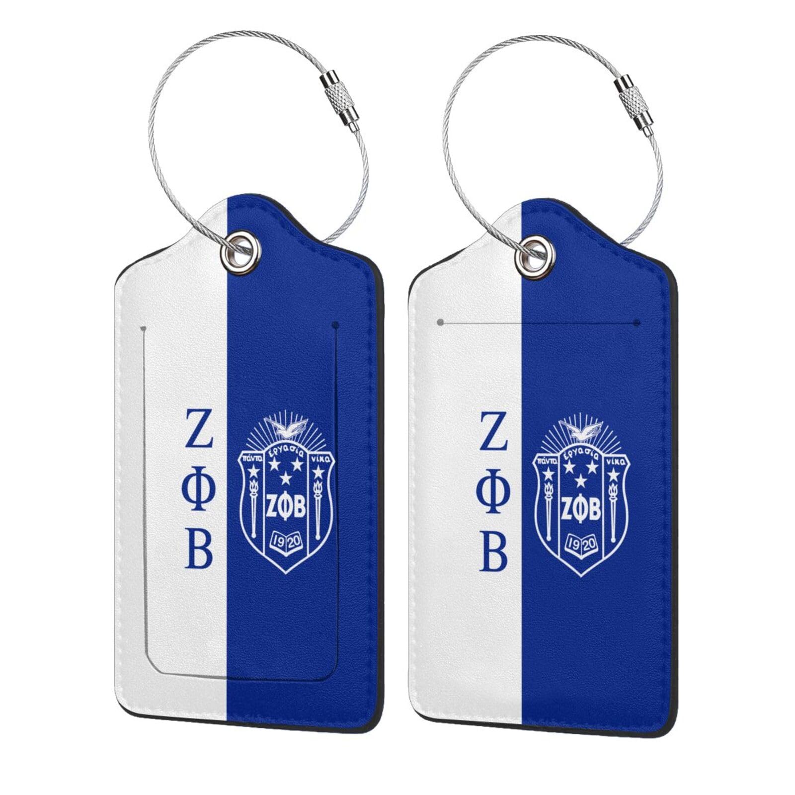 Sorority Luggage Tags for Privacy PU Leather Luggage Tags with Steel Ring 2 Pack