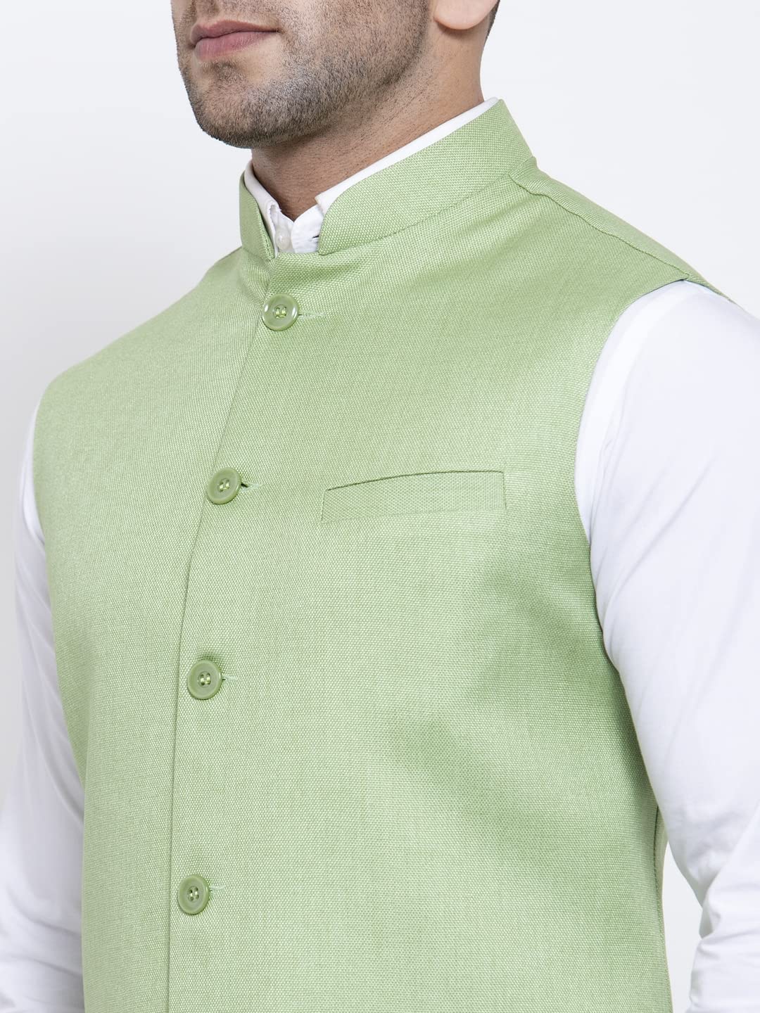 Badoliya & Sons Men's Jute Nehru Jacket (Light Green, 50) - Image 5 thumbnail