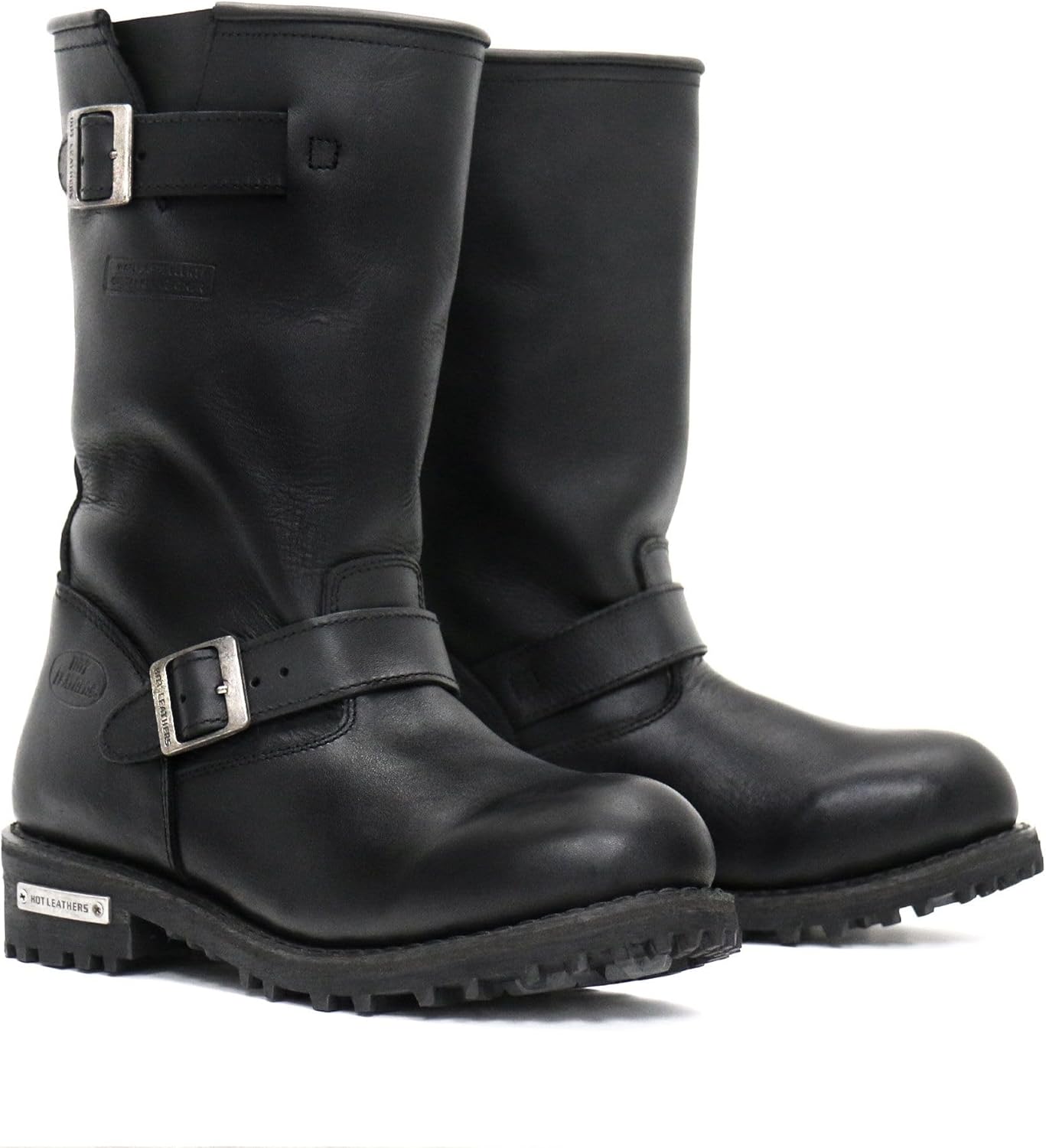 Hot Leathers BTM1002W Wide Men's Black 11-inch Round Toe Engineer Leather Boots-Black-12W