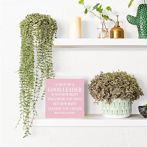 Miniatura 72 de HTBIG Letrero inspirador para decoración de oficina, decoración de escritorio, caja de madera rústica, negra, bloque de madera, placa para hogar