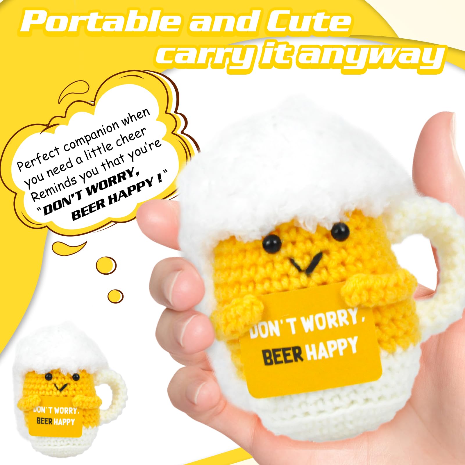 CREJOHY Get Well Soon Gifts Beer Happy Emotional Support Get Well Soon Gifts for Men Women, 6-8 cm - Image 2