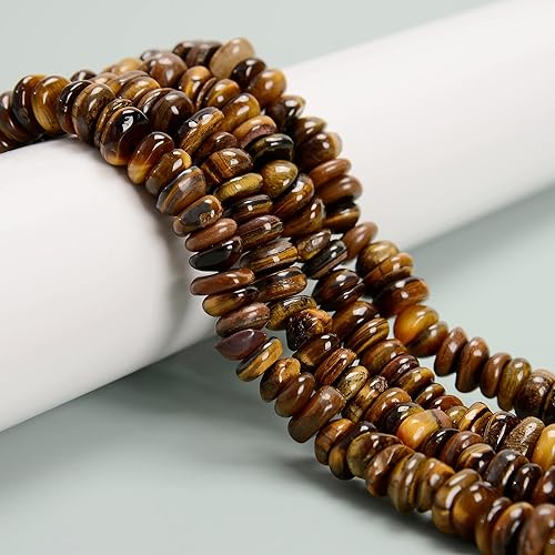 JM Design Cuentas de pepita de guijarro de ojo de tigre amarillo natural, 0.118-0.197 in x 0.315-0.394 in 15.5'' hebra para fabricación de joyas