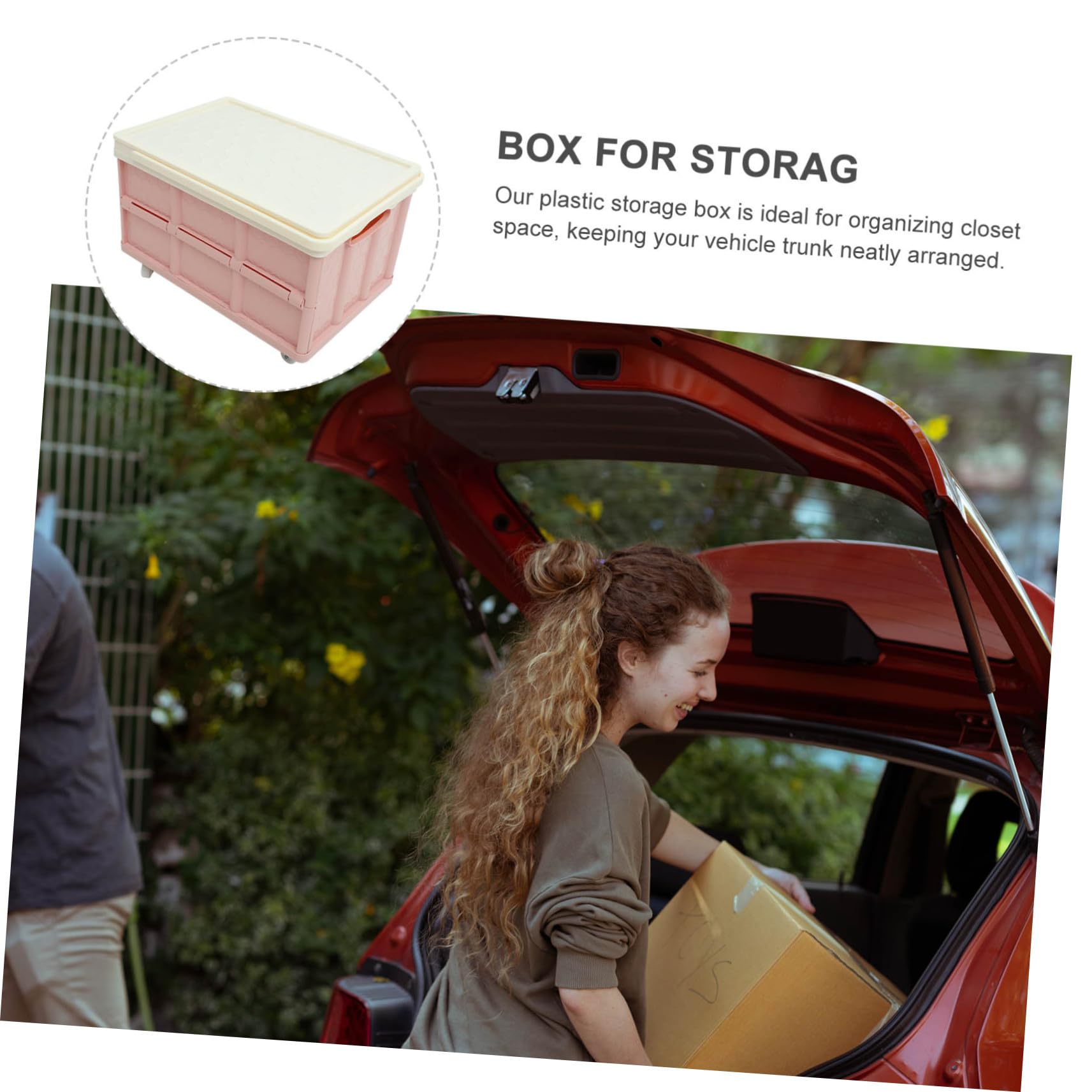 Caja de Almacenamiento con Ruedas Rosa, Plástico, Tapa y Diseño Plegable