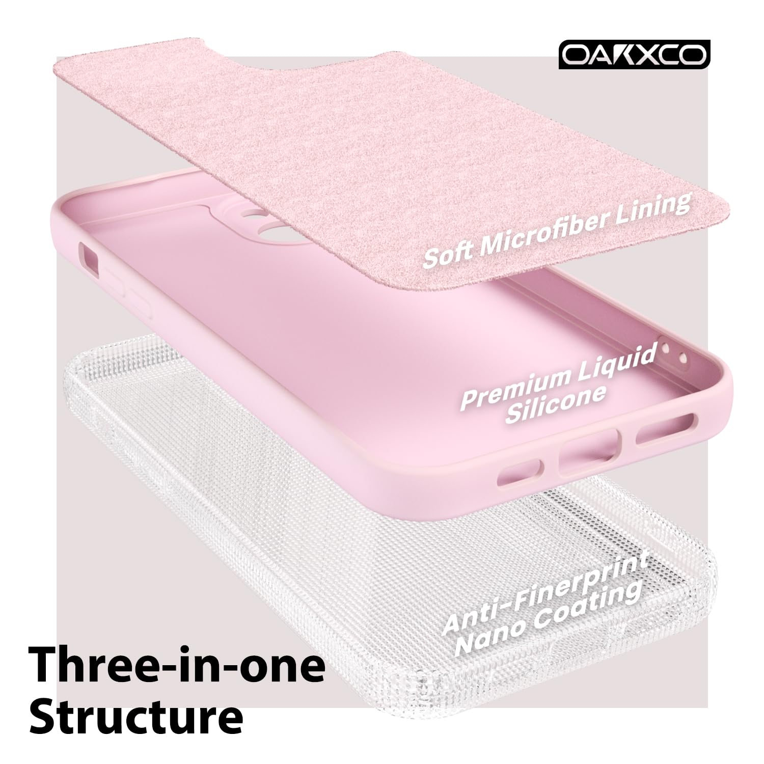 oakxco for iPhone 16 Pro Max Case Liquid Silicone, Soft Rubber Gel Elegant Aesthetic Basic Simple Cover, Cute Thin Slim TPU Matte Solid Color Plain Smooth Case for Women Girl, Light Pink — view 979