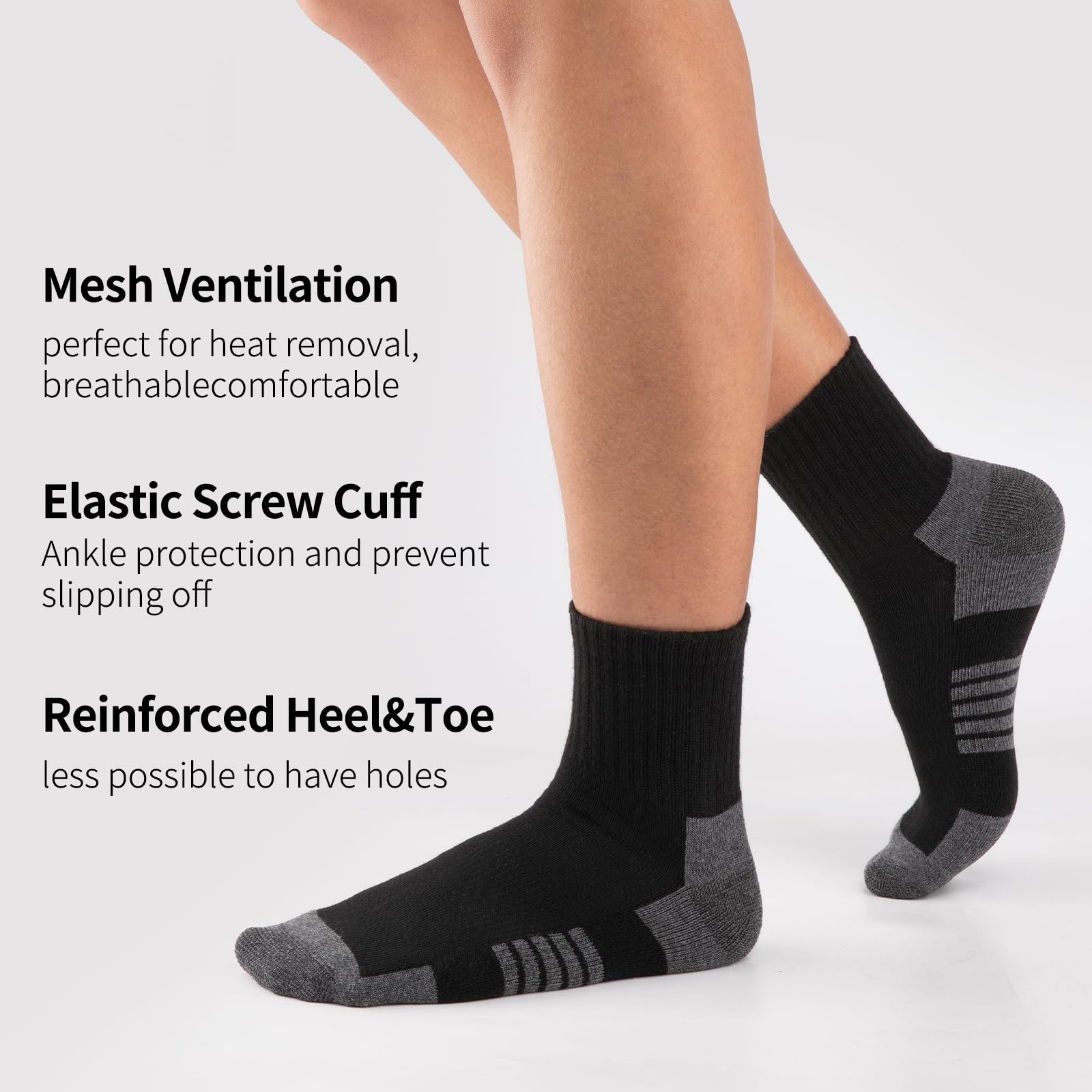 COOVAN Mens Ankle Athletic Socks Quarter Cushion Moisture Wicking Running Sports Work Socks 8 Pairs