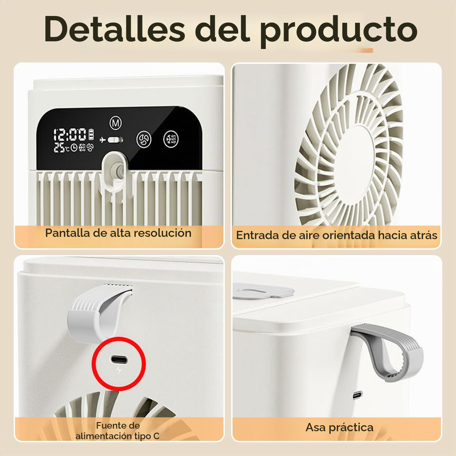 Aire acondicionado portátil, 500 ml, aire acondicionado portátil con 2 velocidades y 2 modos de niebla, deshumidificador eléctrico portátil ultra silencioso, temporizador de 10 H, para dormitorio