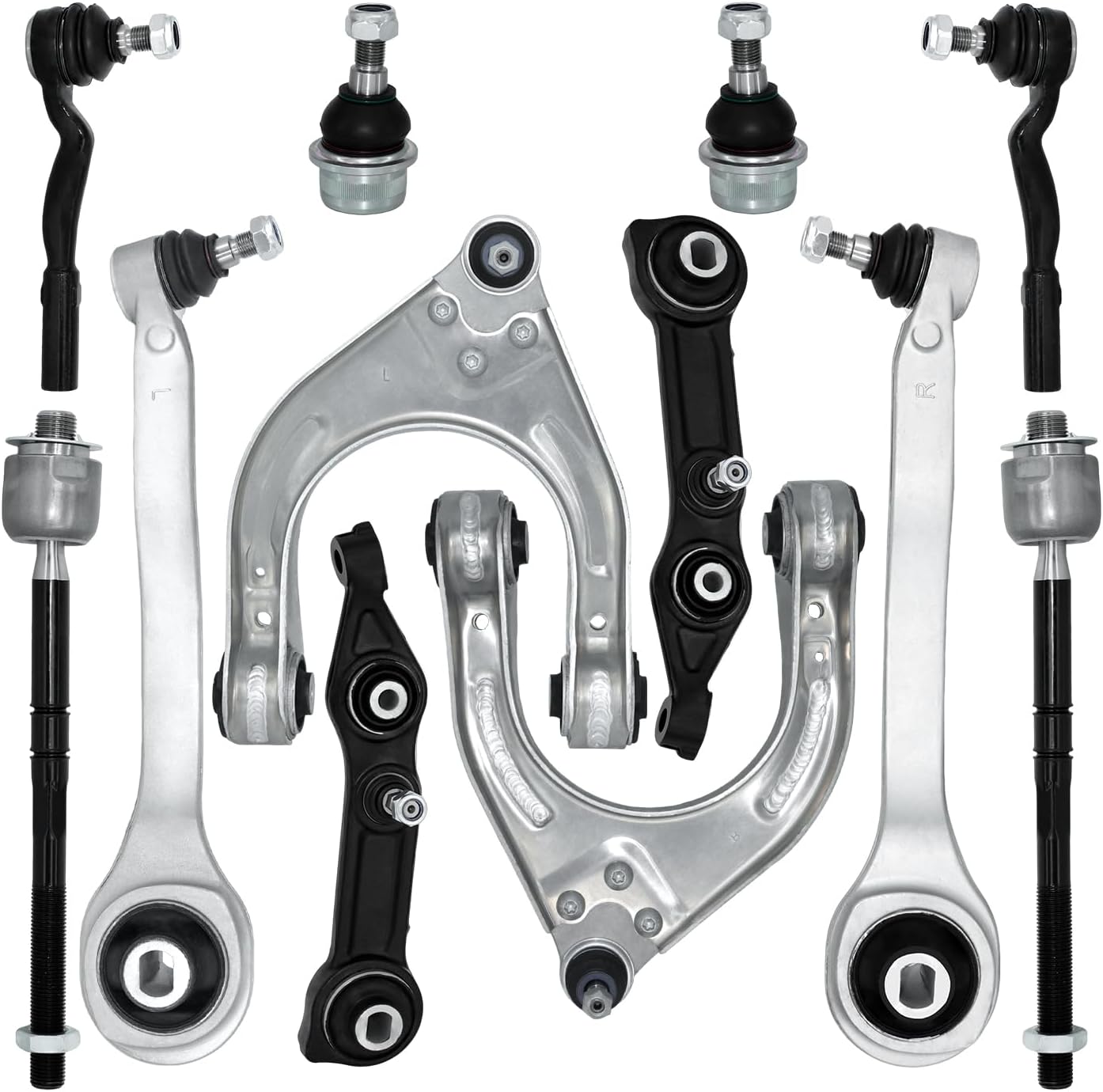 12 Pcs Front Suspension Kit Control Arm Ball Joints Tie Rods Replacement For Mercedes Benz CLS500 CLS55 CLS550 CLS63 E320 E500 E55 E550 E63