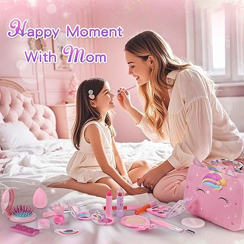Miniatura 4 de Juegos de maquillaje para niños para niñas, kits de maquillaje lavables reales, juguetes para niños pequeños, juguete de cumpleaños de princesa para