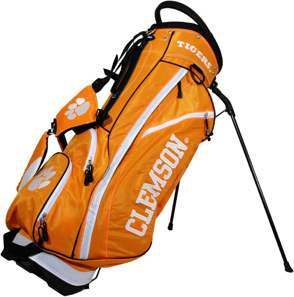 Team Golf NCAA Clemson Tigers Fairway Golf Stand Bag Fairway Golf Stand Bag, Lightweight, 14-way Top, Spring Action Stand, Insulated Cooler Pocket, Padded Strap, Umbrella Holder & Removable Rain Hood