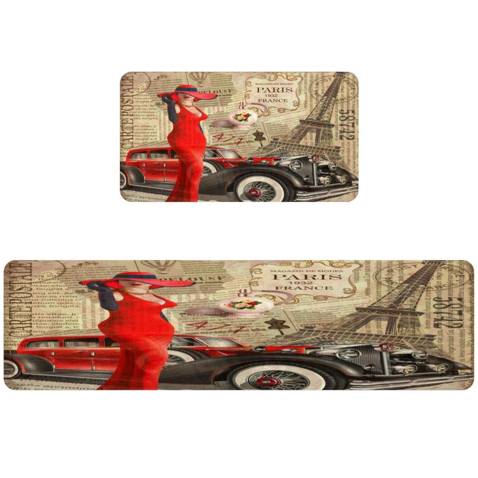 Alfombrillas de cocina vintage antideslizantes VAPOKF y alfombra de pasillo lavable juego de 2