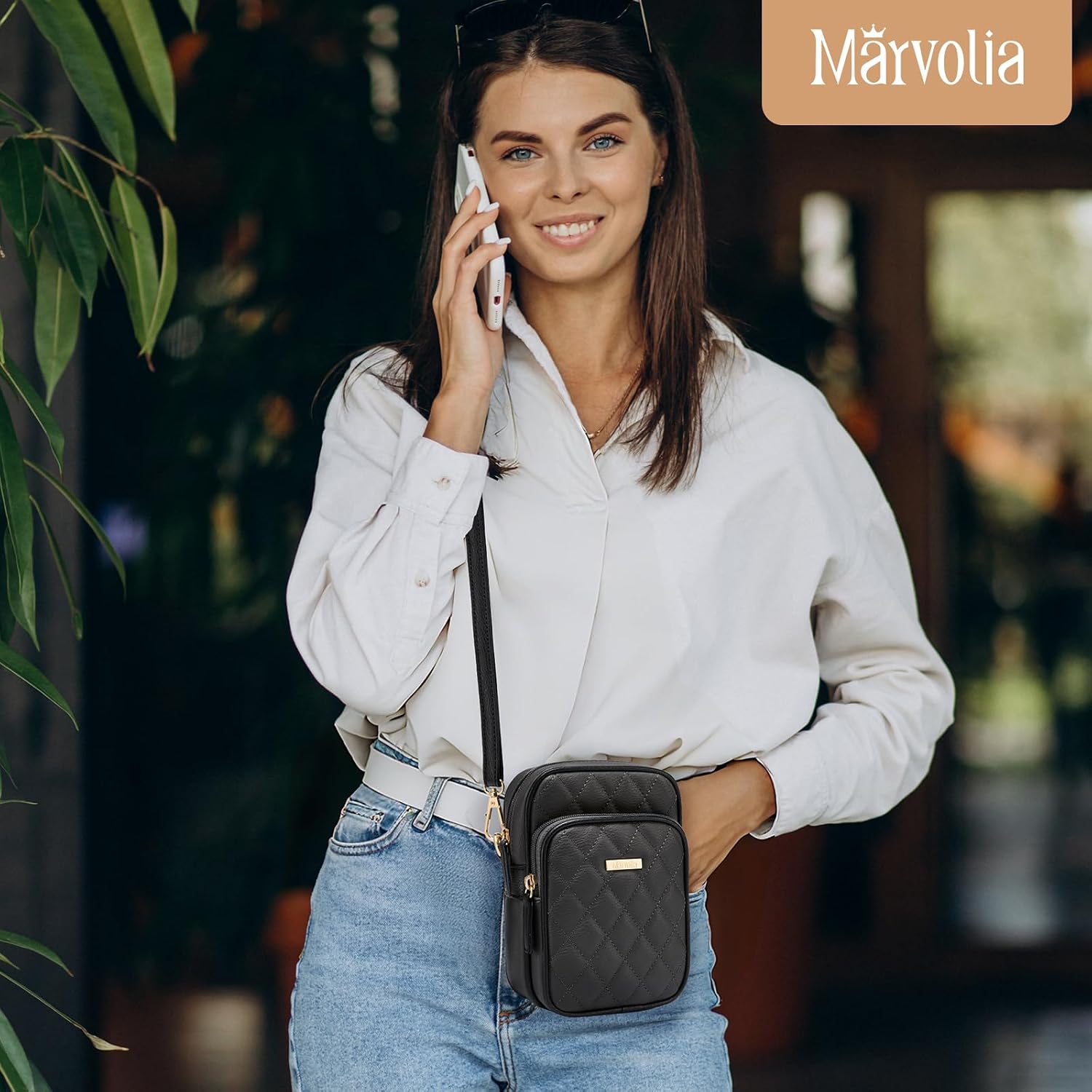 Marvolia Small Crossbody Bags for Women Vegan Leather Cell Phone Bag