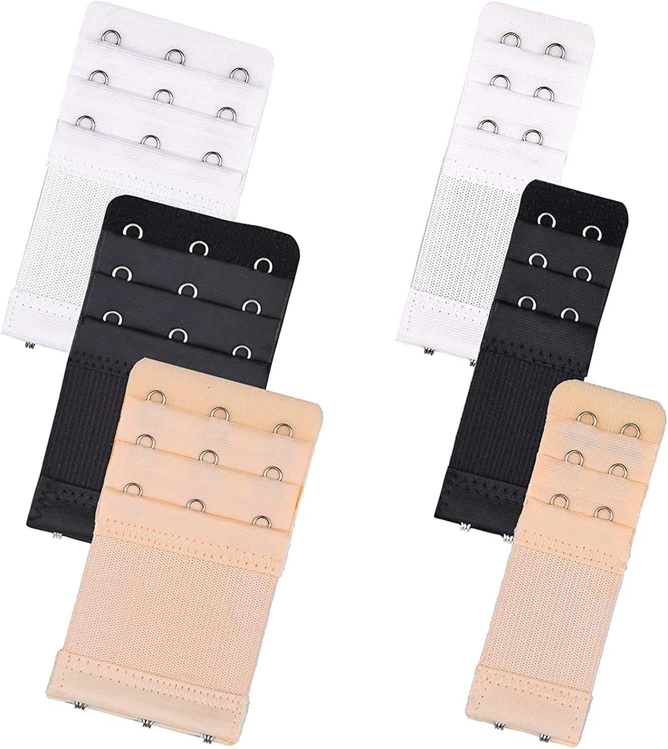 ELECDON 6 Pieces Women's Bra Extenders 2 Hook / 3 Hook Comfortable Stretchy Bra Extension Strap, One Size