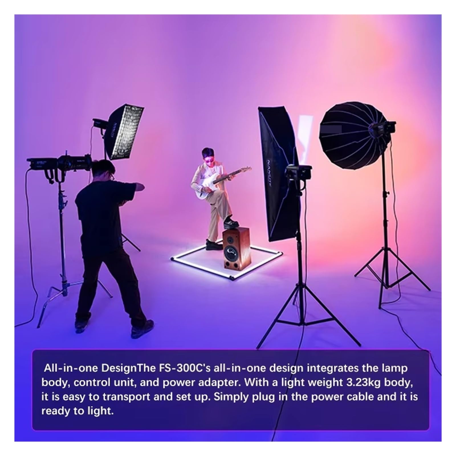 Foco LED RGB Monolight De 300 W, 2700 K-6500 K, For Fotografía Y Vídeo, Lámpara COB For Exteriores Excelente Brillo