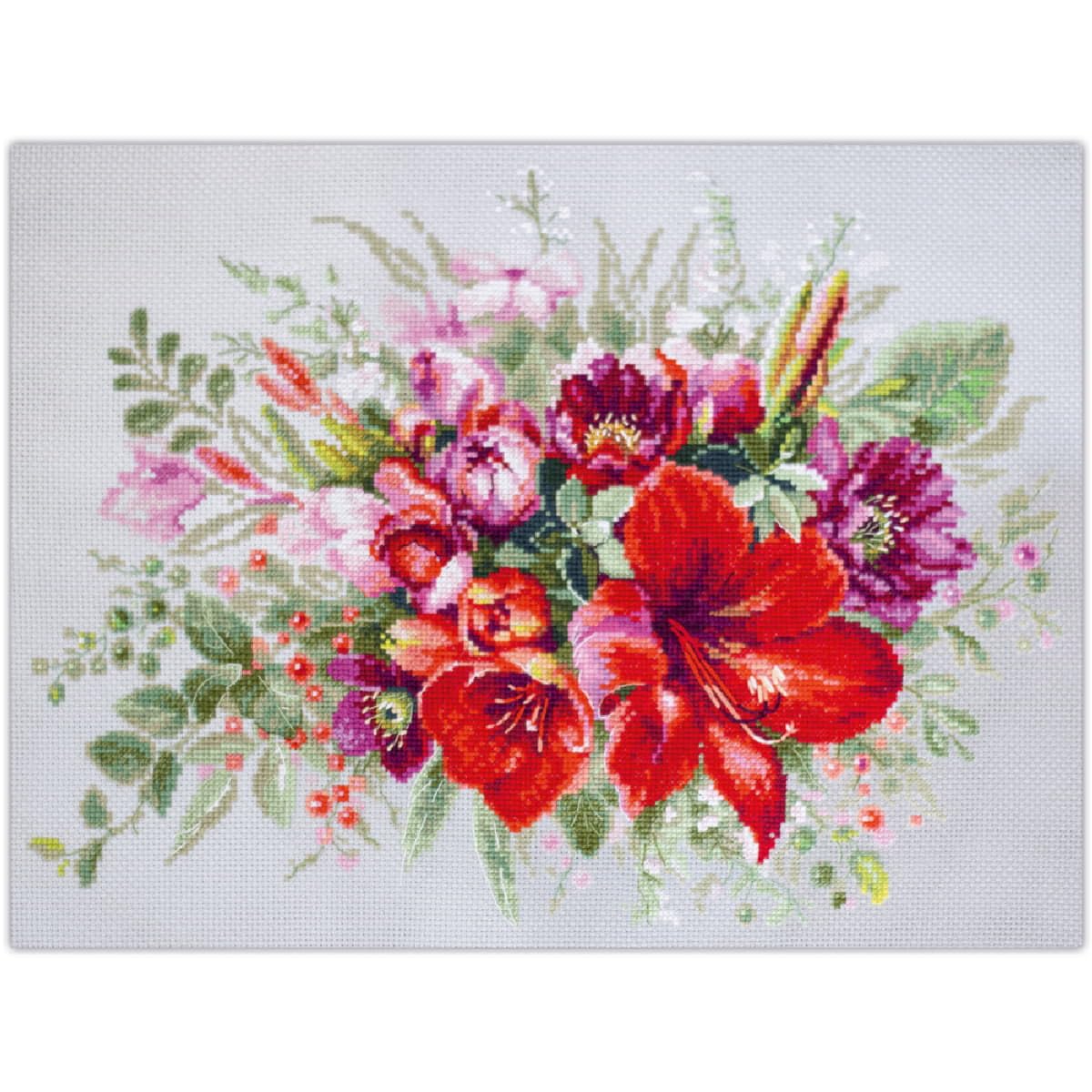 Magic Needle Zweigart Edition Counted Cross Stitch Kit Amaryllis Bouquet