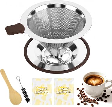 Coffee filter, stainless steel coffee filter, reusable hand filter coffee