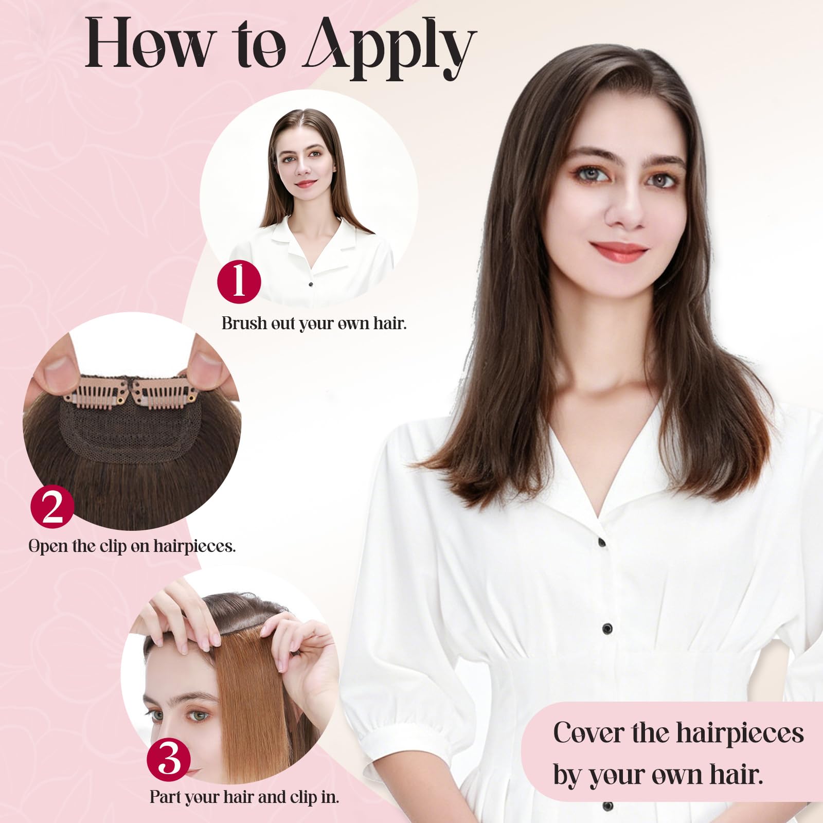 MY-LADY Clip-in Extensions Oberkopf Haarteil Echthaar Dunkel Braun 25cm
