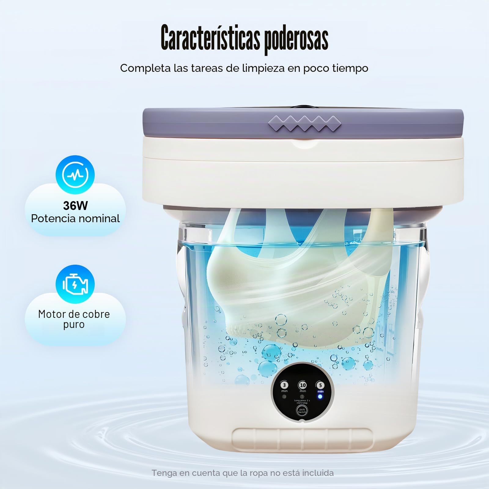 Mini Lavadora Portátil Plegable 12L con Cesta de Drenaje y Blu-ray Washing Machine 3 Modos de Limpieza para Lavar, Ropa Bebé, Ropa Interior, Calcetines para Apartamentos, Dormitorios, Caravanas