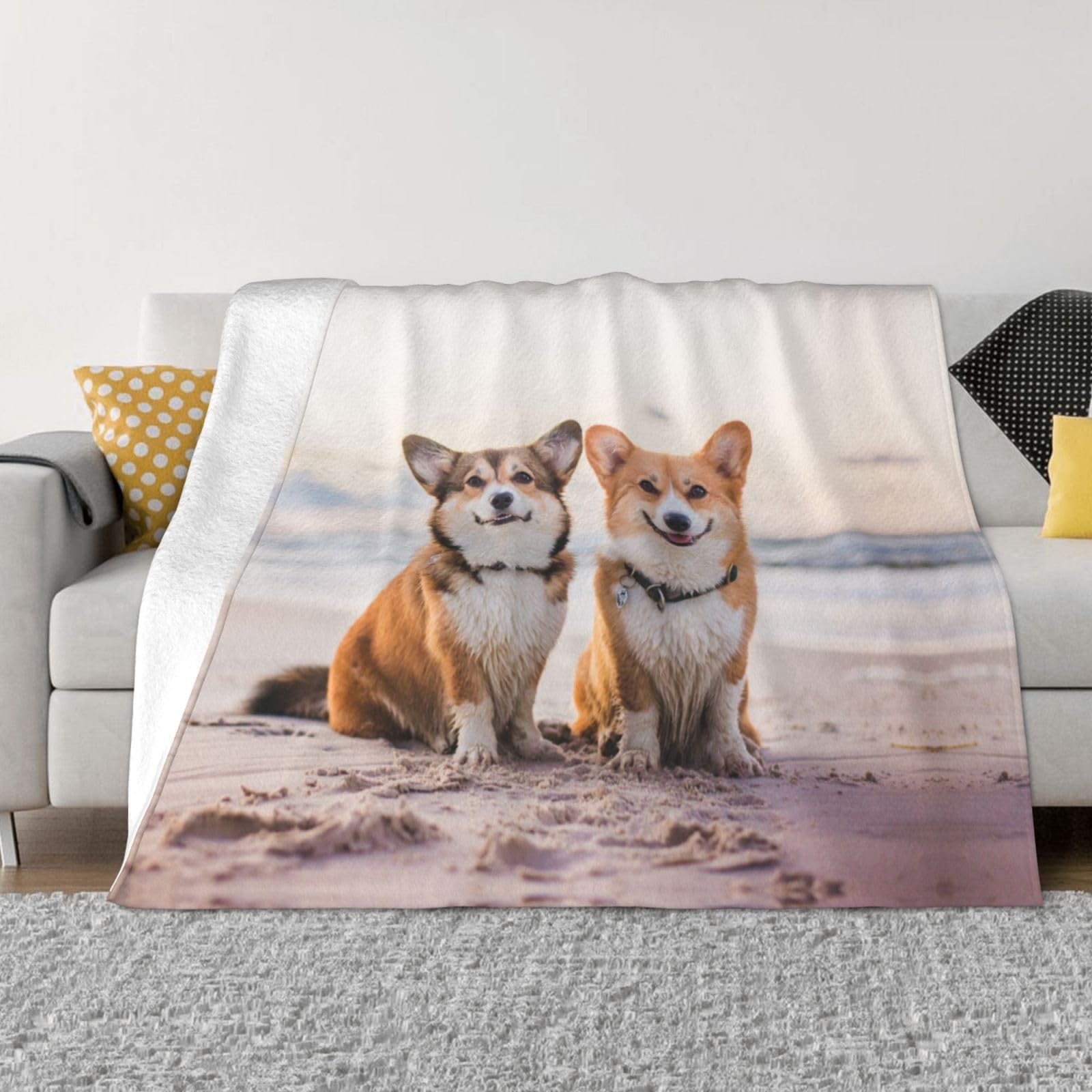 Couverture en flanelle Happy Dogs 127x101 cm plaid ultra doux pour canapé