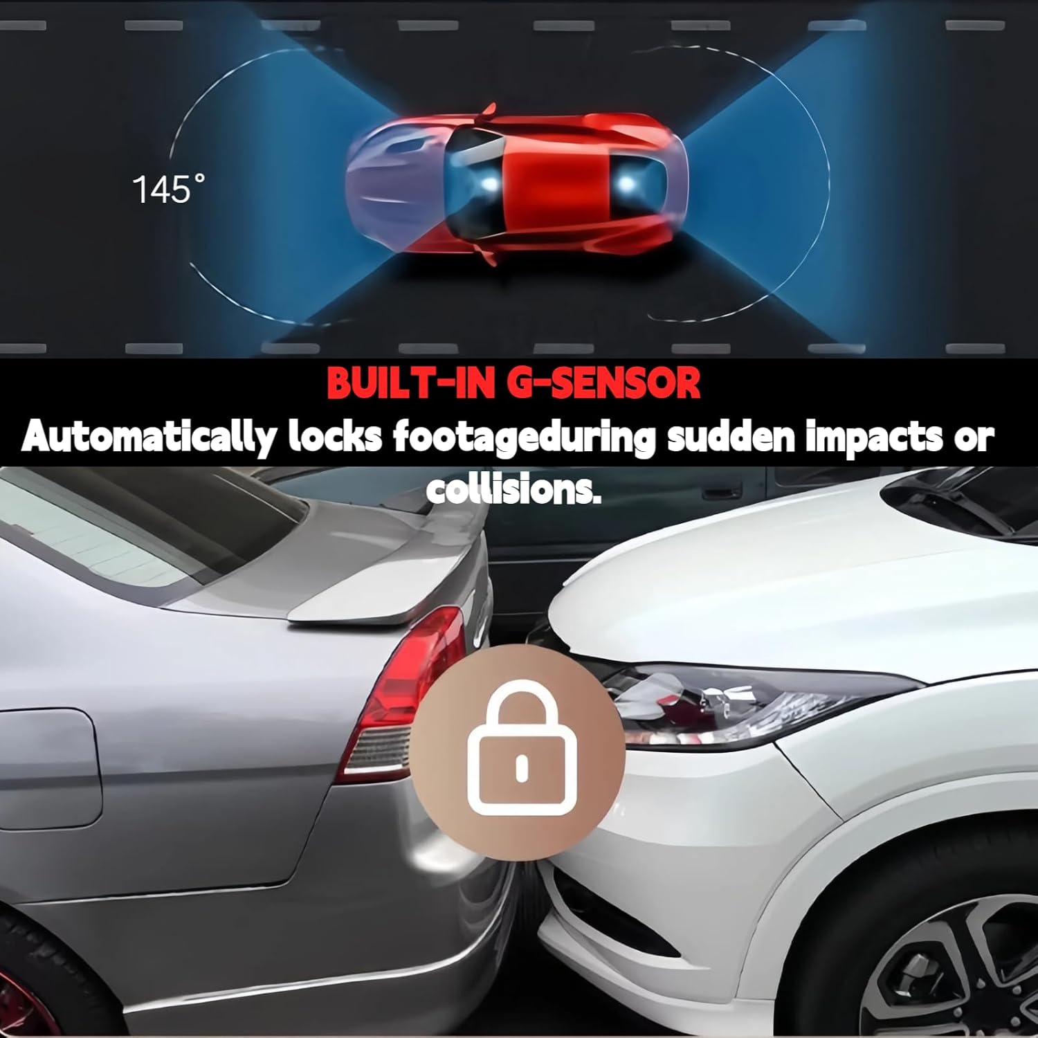 K600 Single Record 1296P dashcam, 1.97-inch Touch Screen, 128GB Memory Card, in-car Camera, 145° Wide-Angle, Night Vision, Emergency Lock, Loop Recording