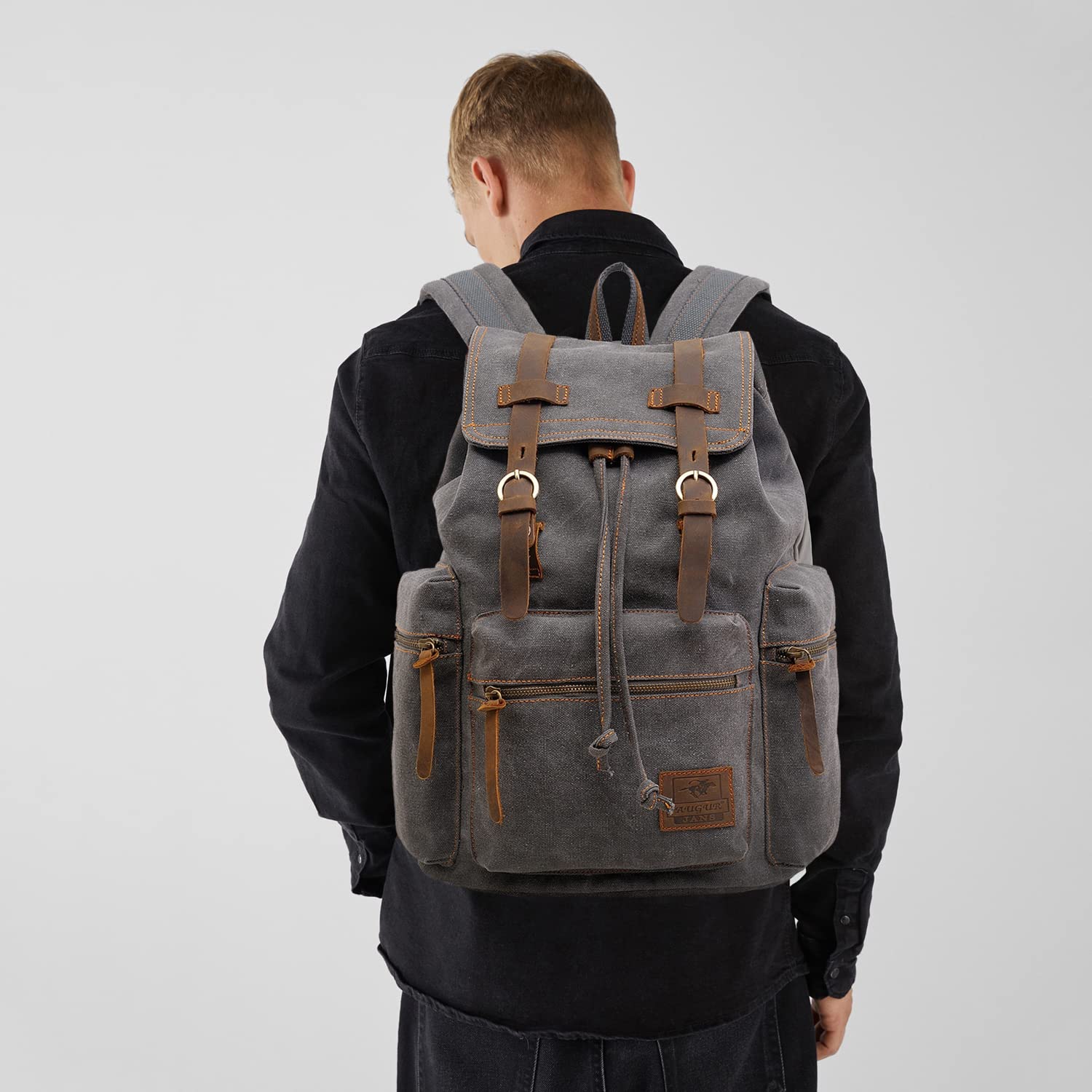 FANDARE Mochila de Senderismo Daypacks Computadoras Laptop Mochila Satchel Bookbag Alpinismo Multi-función Vintage Bolsa de Tela