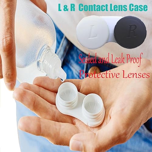 Miniatura 5 de Paquete de 4 fundas para lentes de contacto a granel para lentes de contacto para remojar contenedor de almacenamiento (negro)