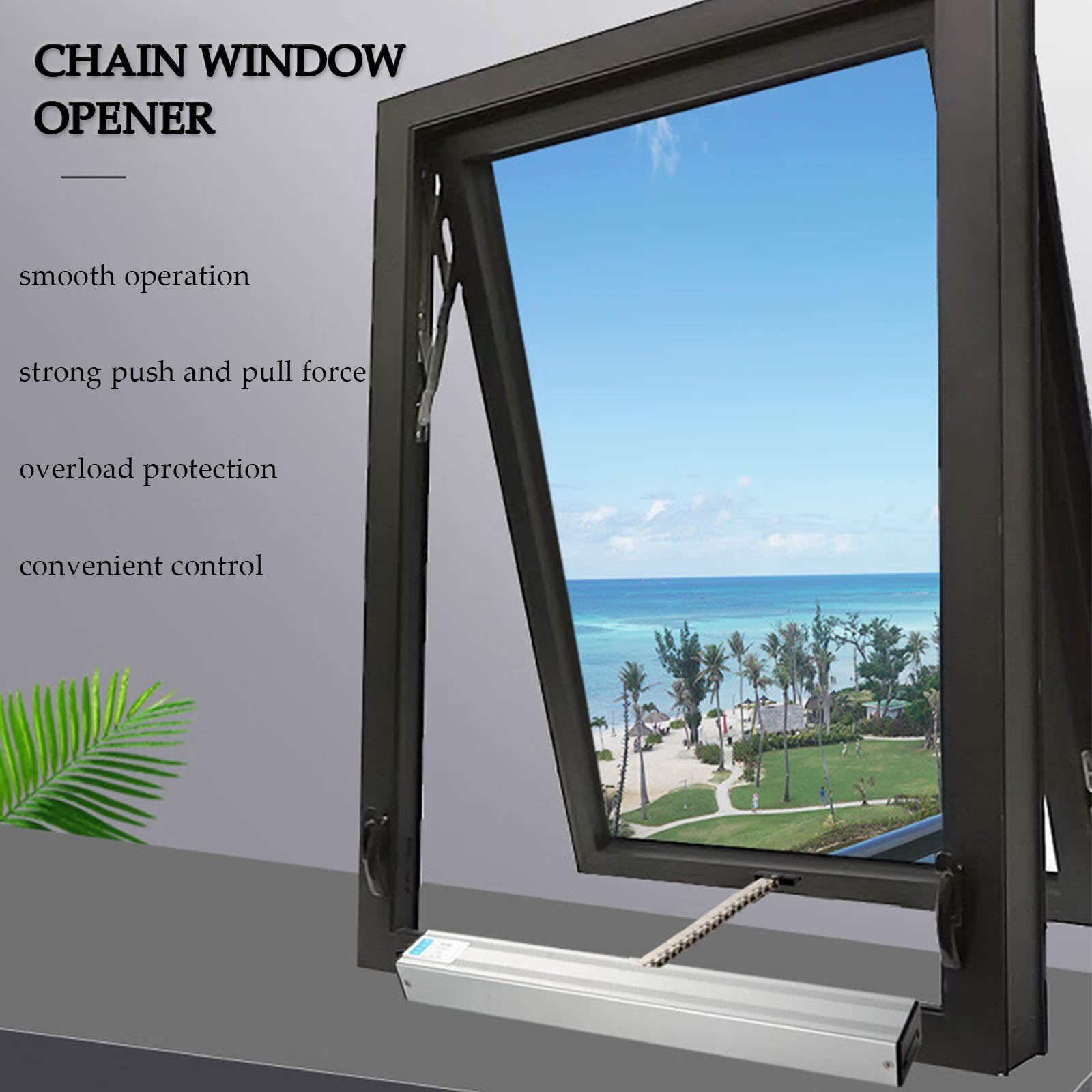 Elektrischer Kettenantrieb Fensteröffner Hub 300-1000mm mit Wandschalter Fernbedienung diebstahlsicher