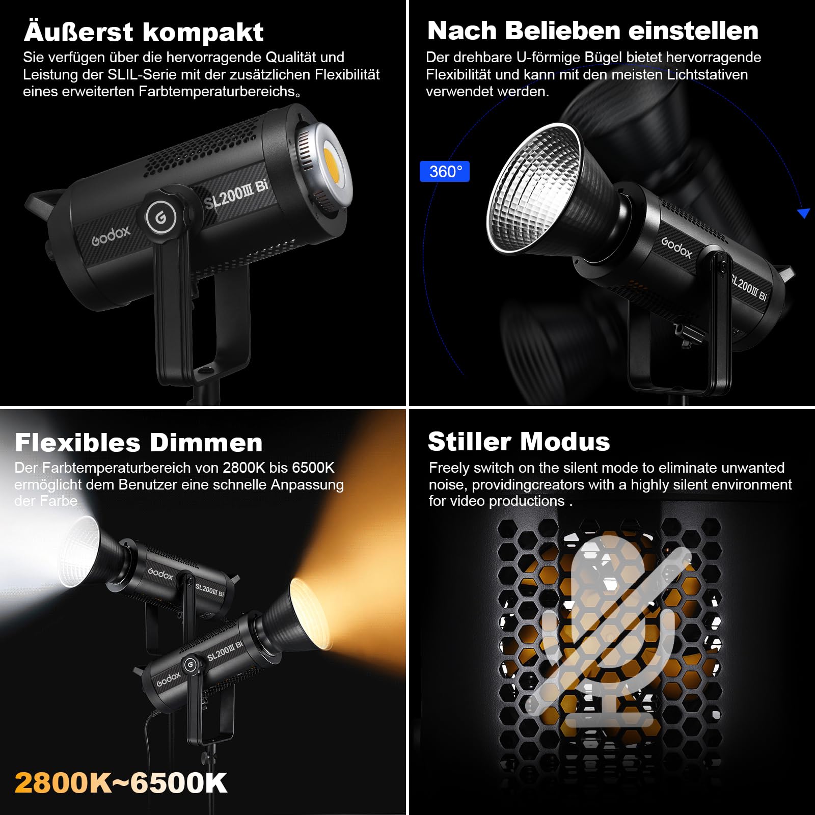 GODOX SL200IIIBi-Color LED Monolight luce fissa 160W/210W/330W 2800-6500K 80.400 Lux per Studio e Film TV Produzione