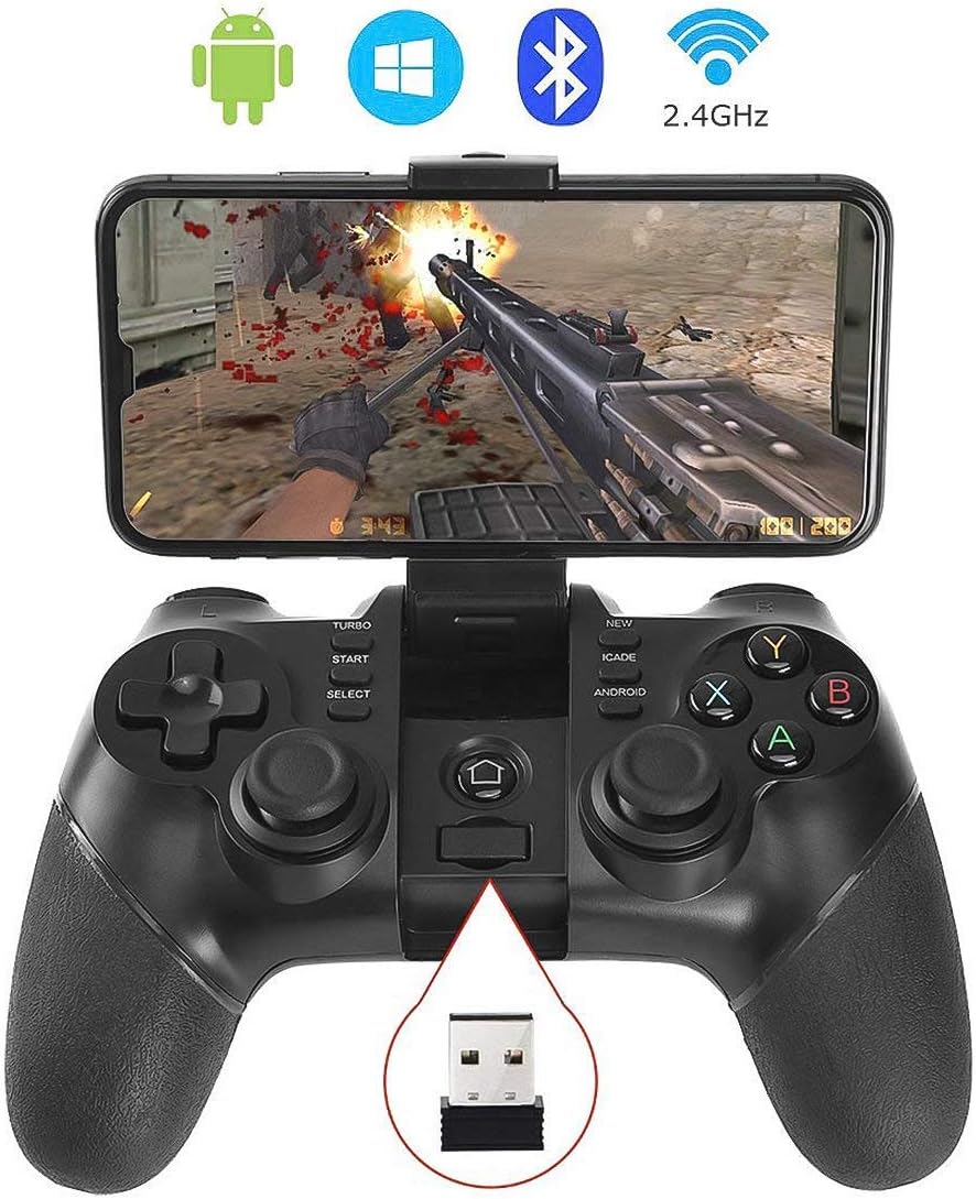KYAMRC 2.4G Wireless Mobile Game Controller Bluetooth Gaming Gamepad Joystick for Android Phone/ PC Windows/ Tablet/ Smart TV/ TV Box/ PS3 - Android