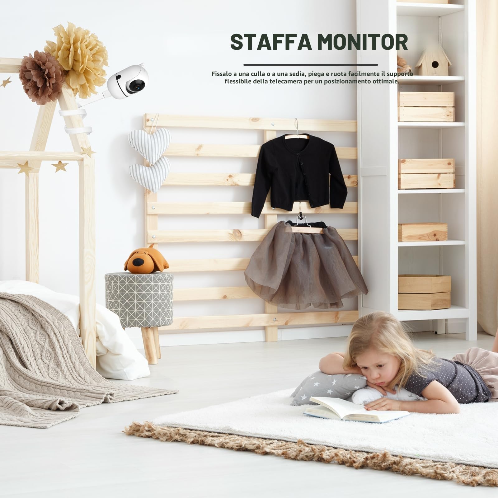 Supporto Baby Monitor Universale Bianco per Culla Rierousy