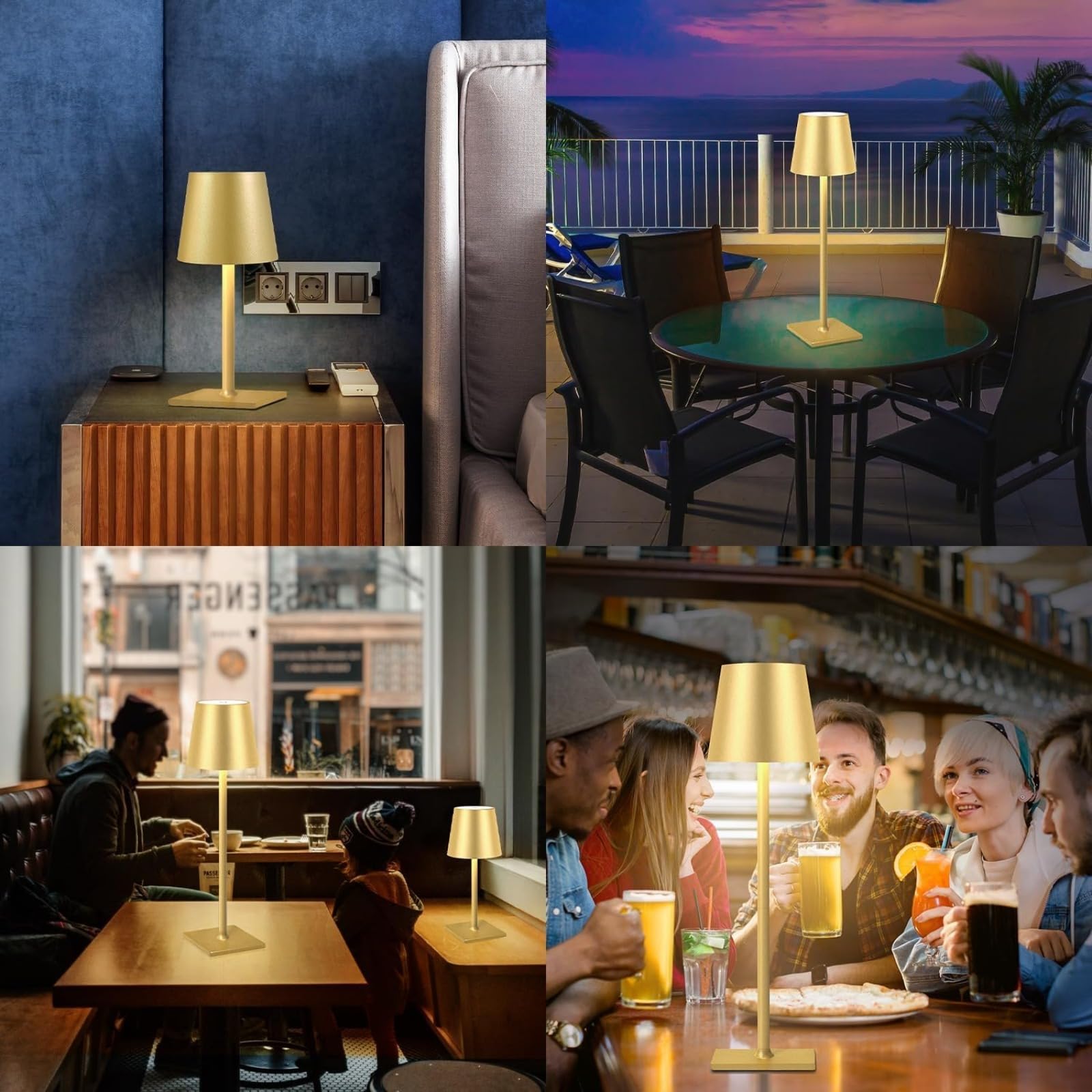 Generico Set di 2 Lampade da Tavolo Senza Fili Premium | Batteria 5000mAh Ricaricabile, 3 Colori con Dimmerazione Progressiva, Design ad Altezza Regolabile per Uso Domestico e Commerciale (Oro)